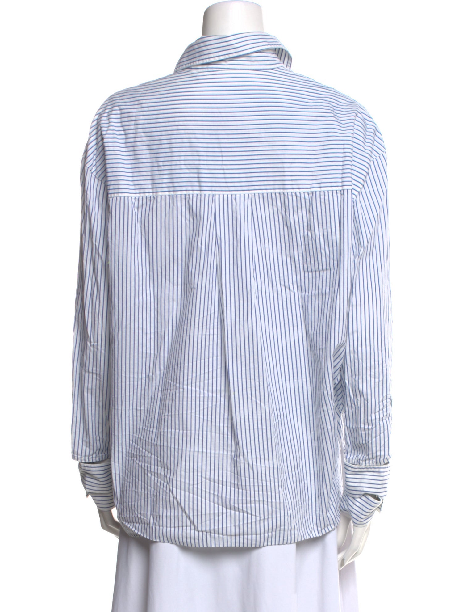 Tibi Striped Long Sleeve Button-Up Top